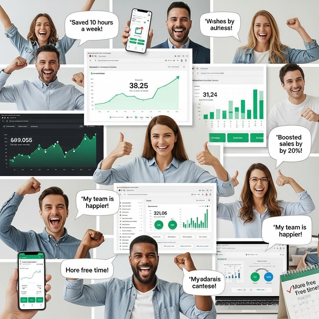 בעלי עסקים קטנים חוגגים אוטומציה מוצלחת